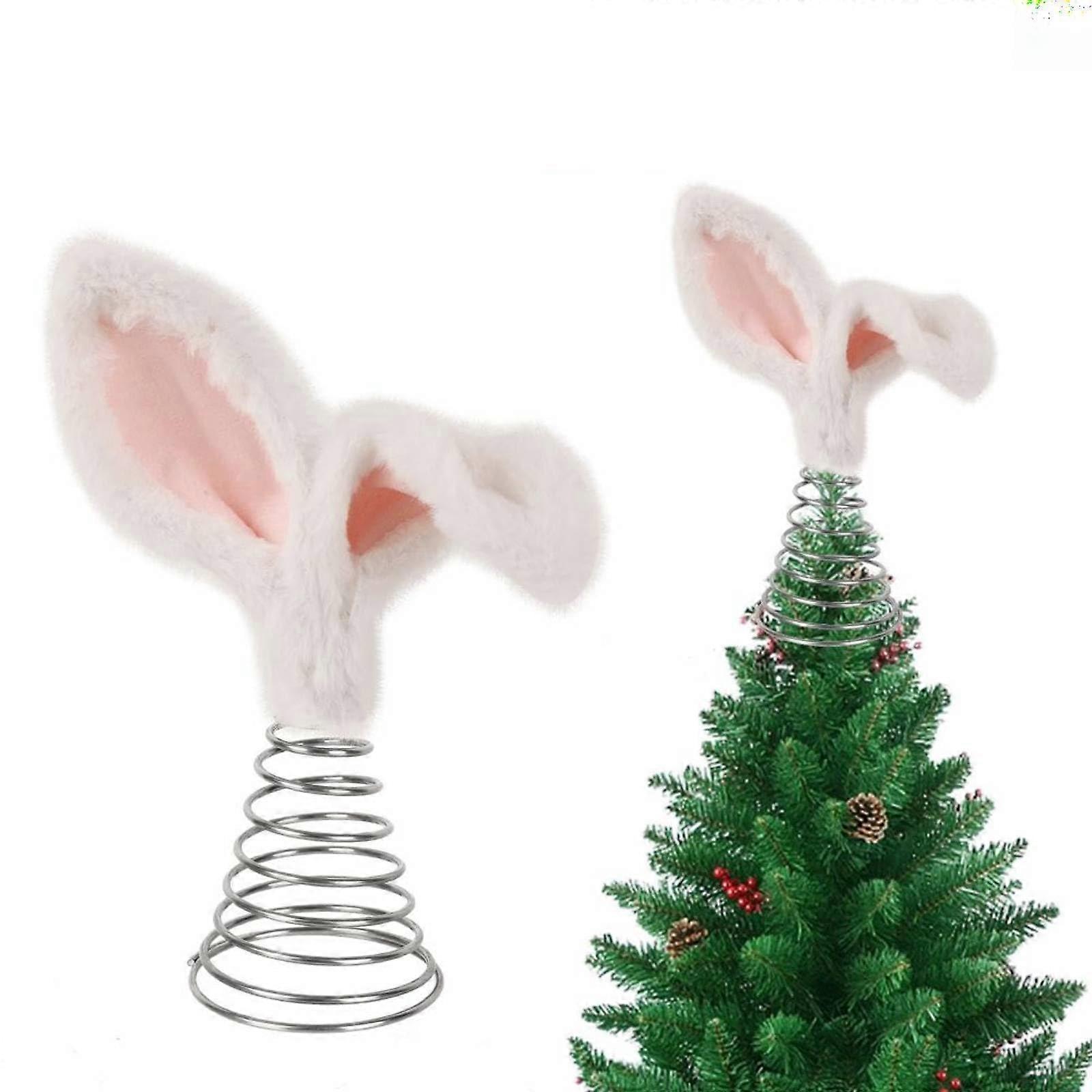 Pink Rabbit Ear Headband Easter Tree Topper with Metal Base