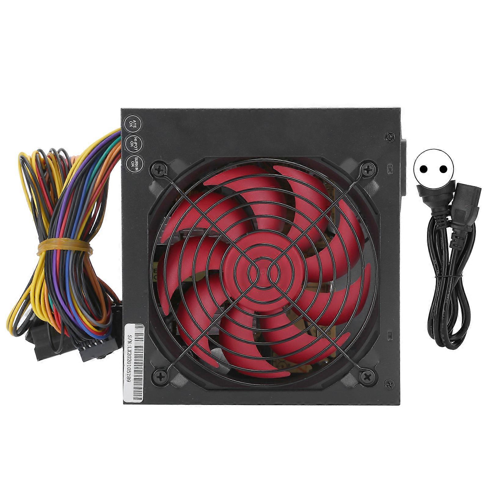 PC Power Supply, Computer Accessories, Red Fan, Manual, Adjustable, 115/ATX-250W