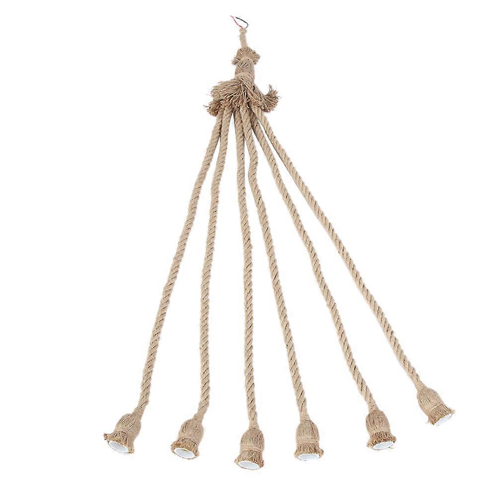 E27 Lamp Base, 1m Hemp Cord, Electrical Wire, DIY Decorative Pendant Light, with 6 Sockets