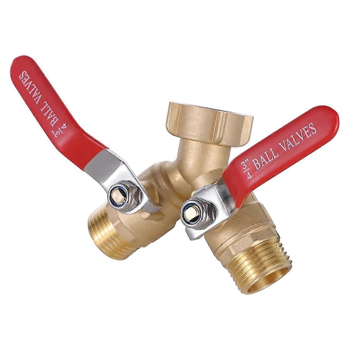 Garden Hose Splitter Full Flow,Brass Hose Splitter 2 Way Heavy Duty,Garden Hose Y Valve Hose Splitter 3/4in GHT Threads