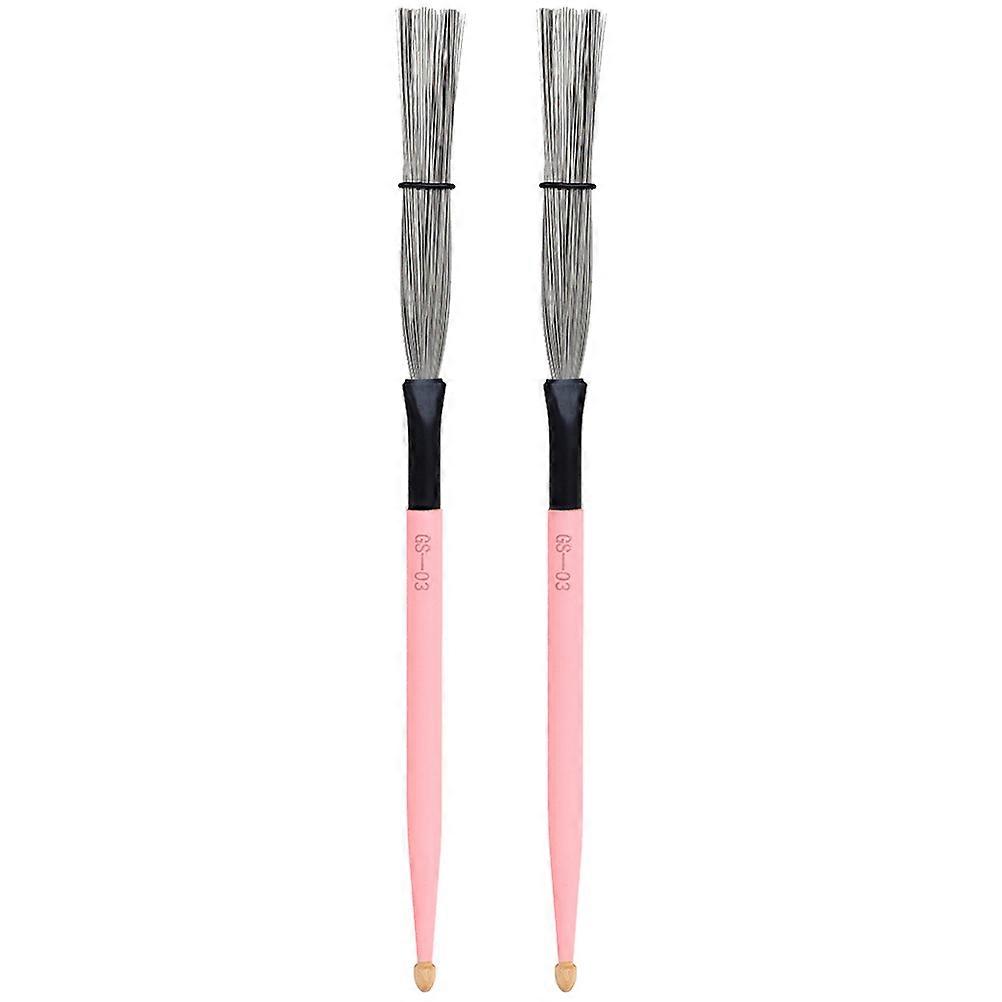Brushes For Drumming Carbon Steel Wire Brush Percussion Instrument Pink 39.00X1.50X1.50CM Dual-Use Drumstick And Brush 1 Pair
