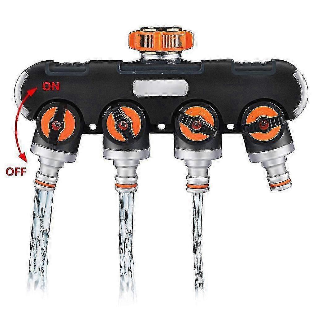 4-Way Rubberized Tap Hose Connector Splitter for Garden Water Distribution System
