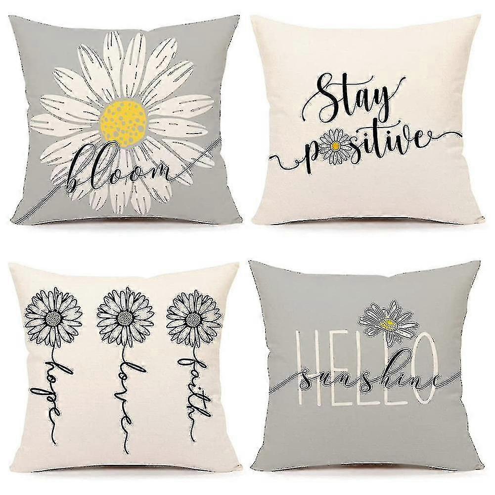 Spring Floral Cushion Covers 18x18 Set Of 4 Decorative Cases Suitable For Home Use