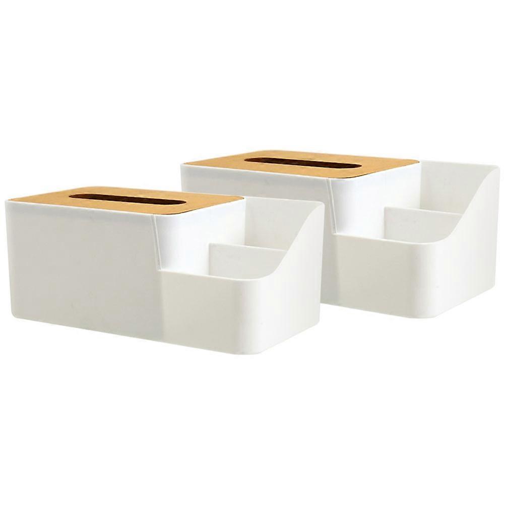 Multifunctional Tissue Box Organizer with Compartments, Non Slip Desktop Storage Holder for Sundries, Makeup, and