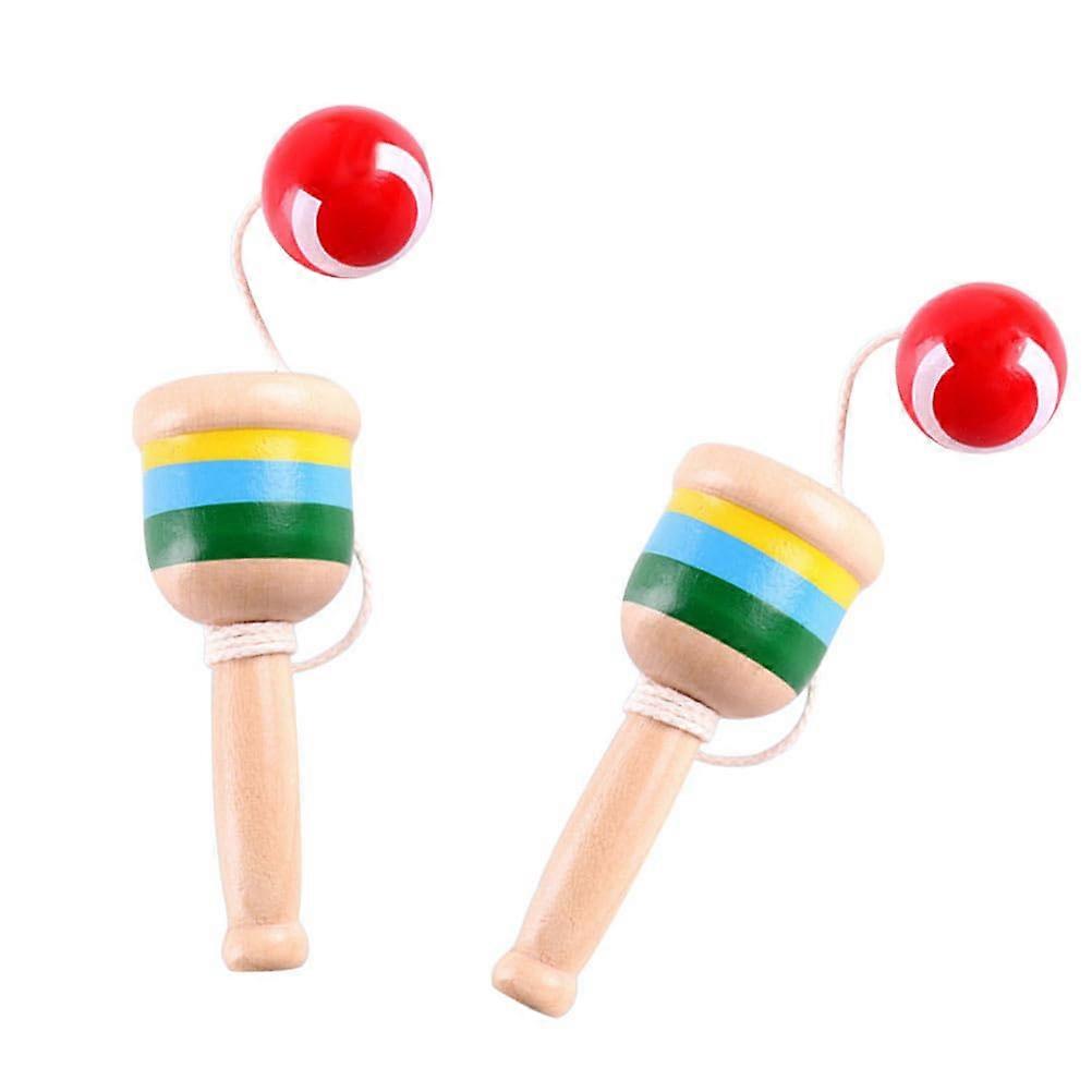 Wooden Catch Balls Set of 2, Mini Cup and Ball Game for Kids, Hand Eye Coordination Toy, Japanese Wooden Design