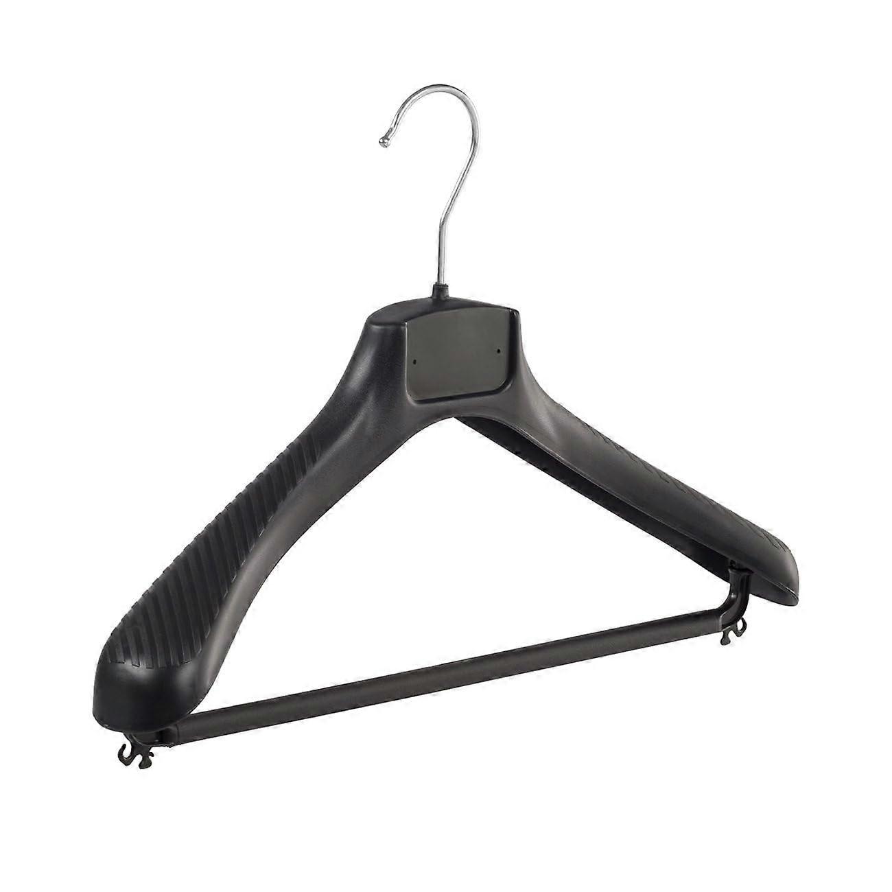 Coat Hangers, Set of 20, Plastic, Black, Wide Shoulder, 360° Hook, 39 cm