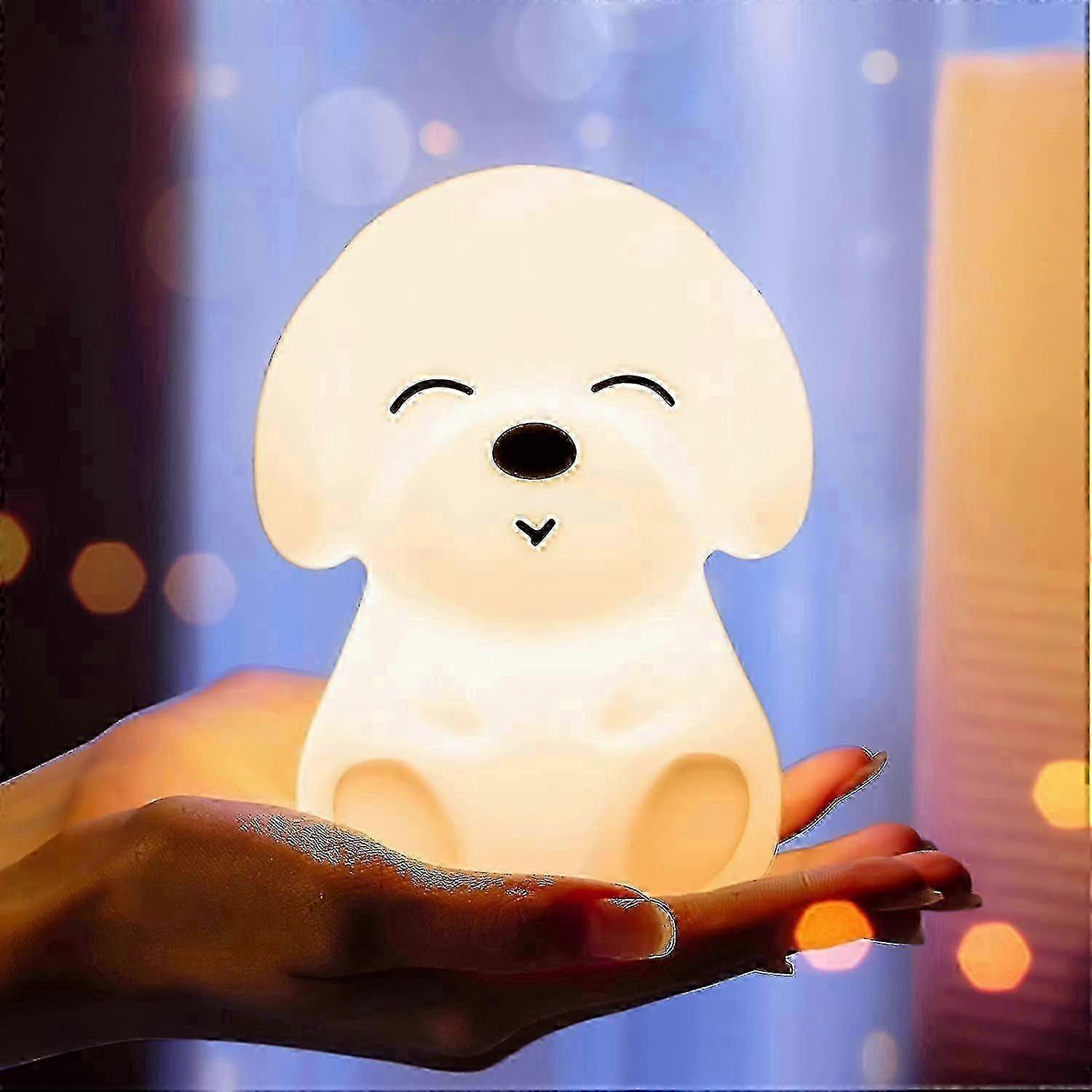 Veilleuse pour enfants, lumière de nuit pour enfants pour filles bébé et tout-petit, veilleuse mignonne pour chiot, lampes de nuit en silicone souple pour chiens animaux, lampe LED rechargeable usb