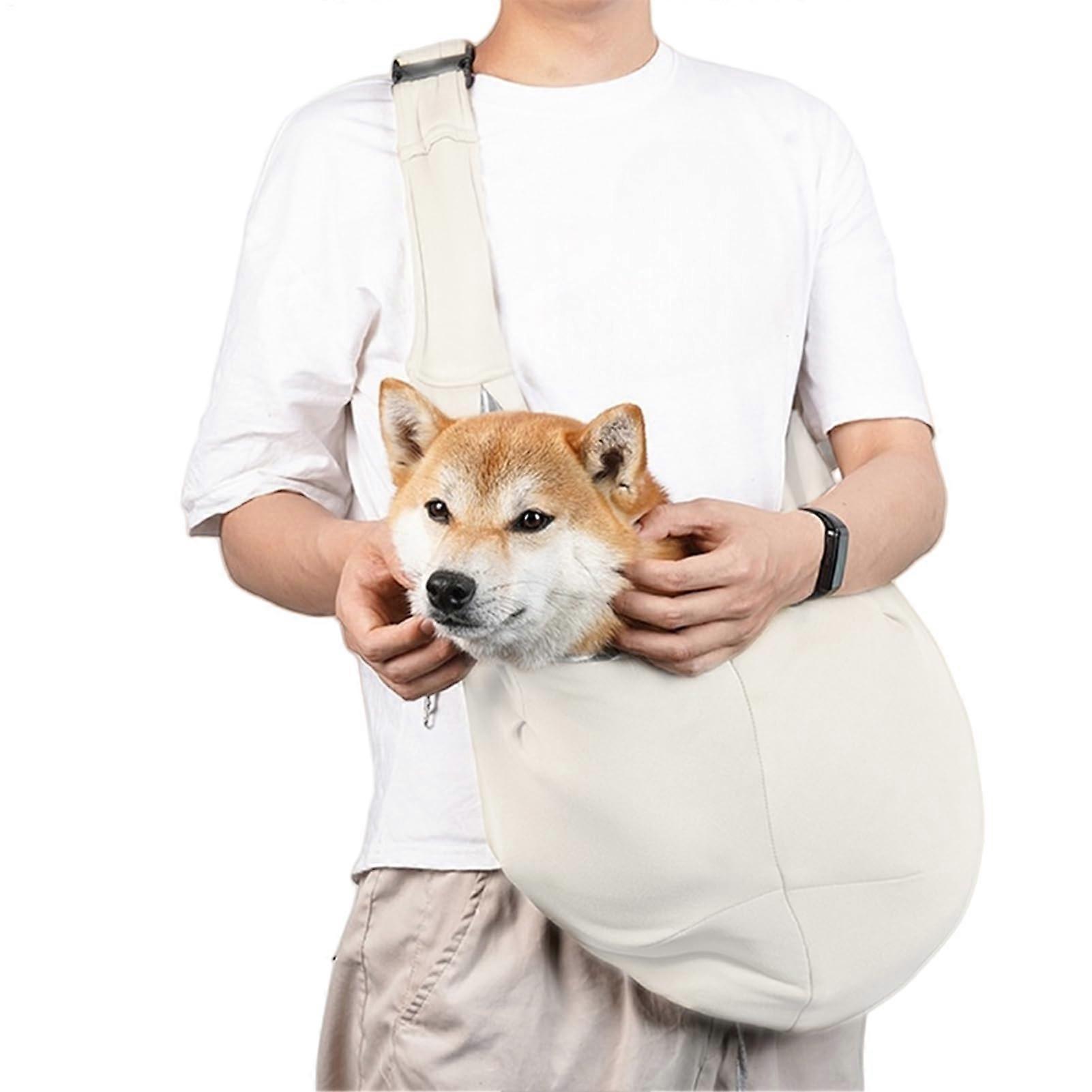 Cat carrier backpack, breathable, for small dogs, adjustable straps, lightweight, beige.