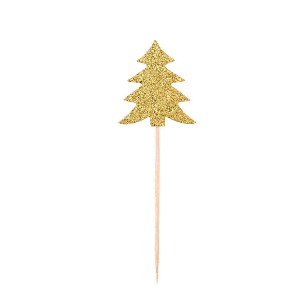 Cake Decorating Kit Toppers Golden Tree Paper Picks For Christmas Party Cakes Ice Cream Cheese 50Set