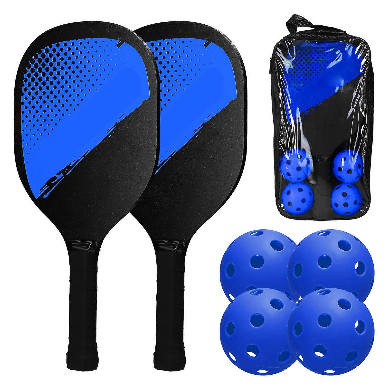 Paddle Set Rackets Ball Set 2 Rackets & 4 Balls with Carrying Bag for Men Women