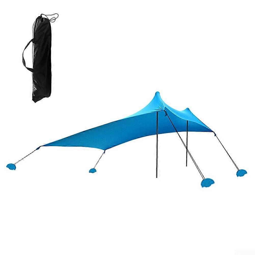Beach Tent Sun Protection Canopy Portable Parasol with Sandbag Anchor for Camping and Outdoor Activities, Blue