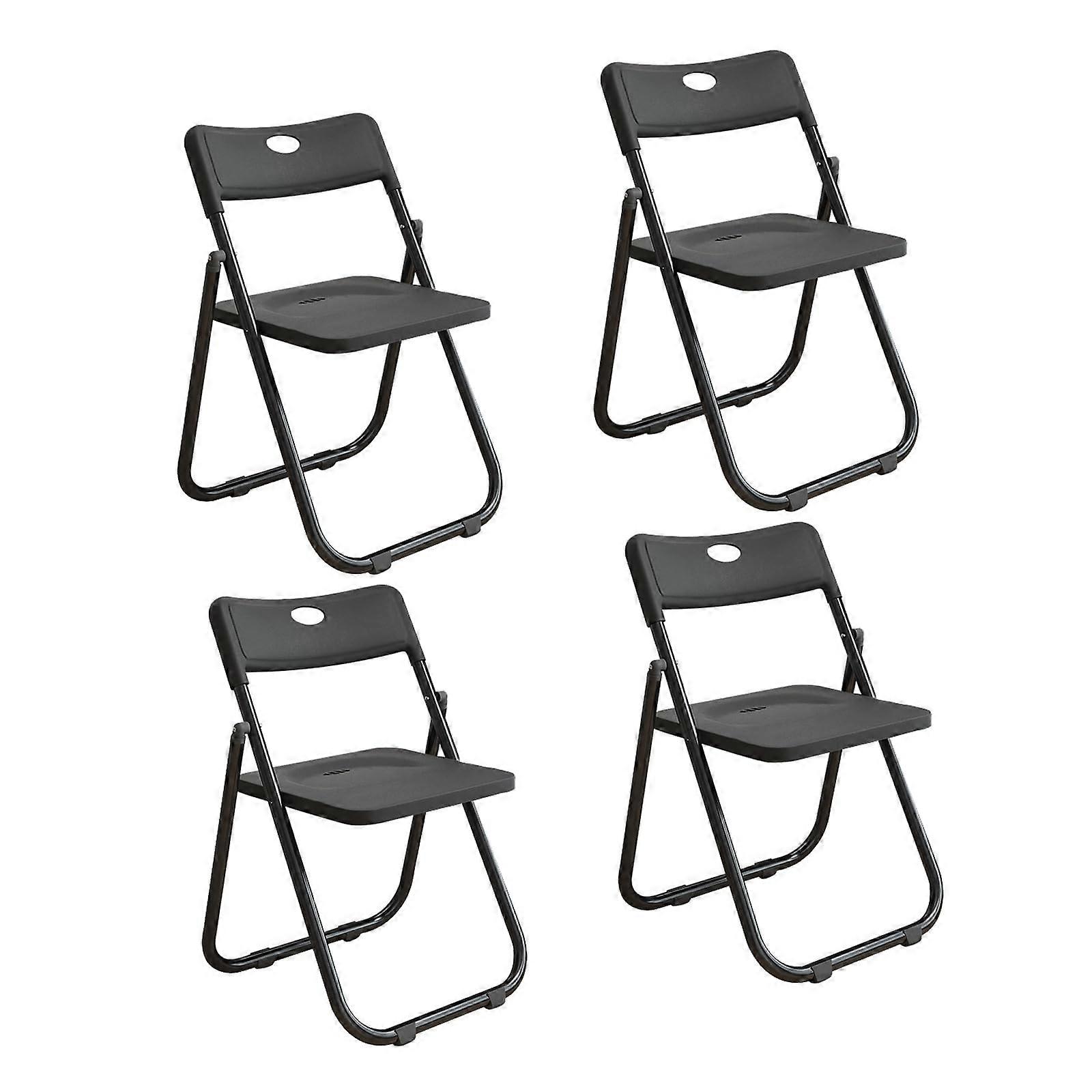 Plastic Folding Chairs Stackable 4 Pack Multipurpose Indoor Outdoor Black For Office Wedding Party Dining