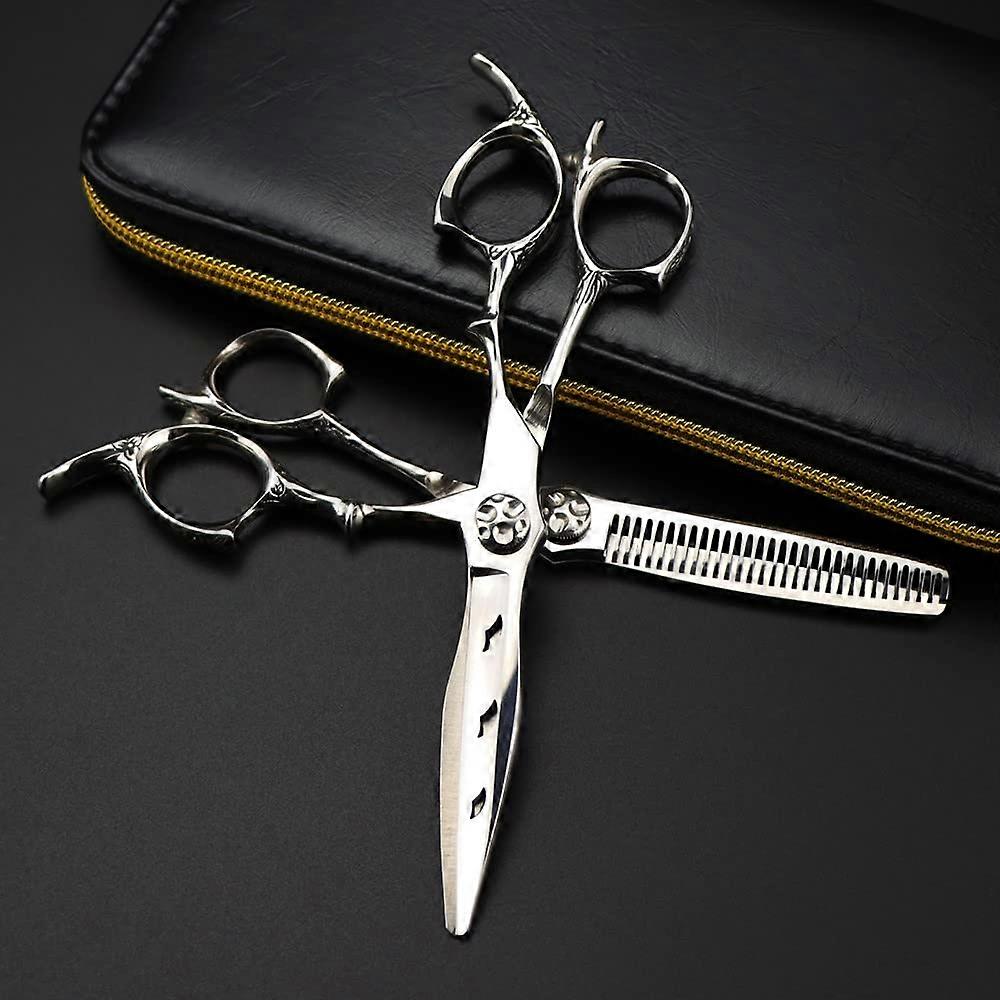 Hair Cutting Scissors 6 Inch Japanese 440C High Quality Thinning Scissors Set with Bag B for Hairdressers and Stylists