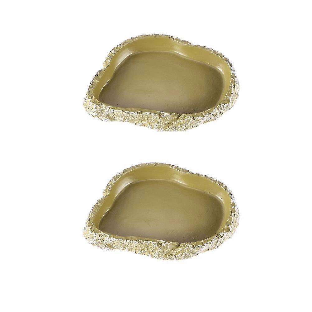 Resin Reptile Feeding Bowl for Turtle Gecko Snake – Durable, Natural Texture, Skip Design, Food & Water Dish for Vivarium Use