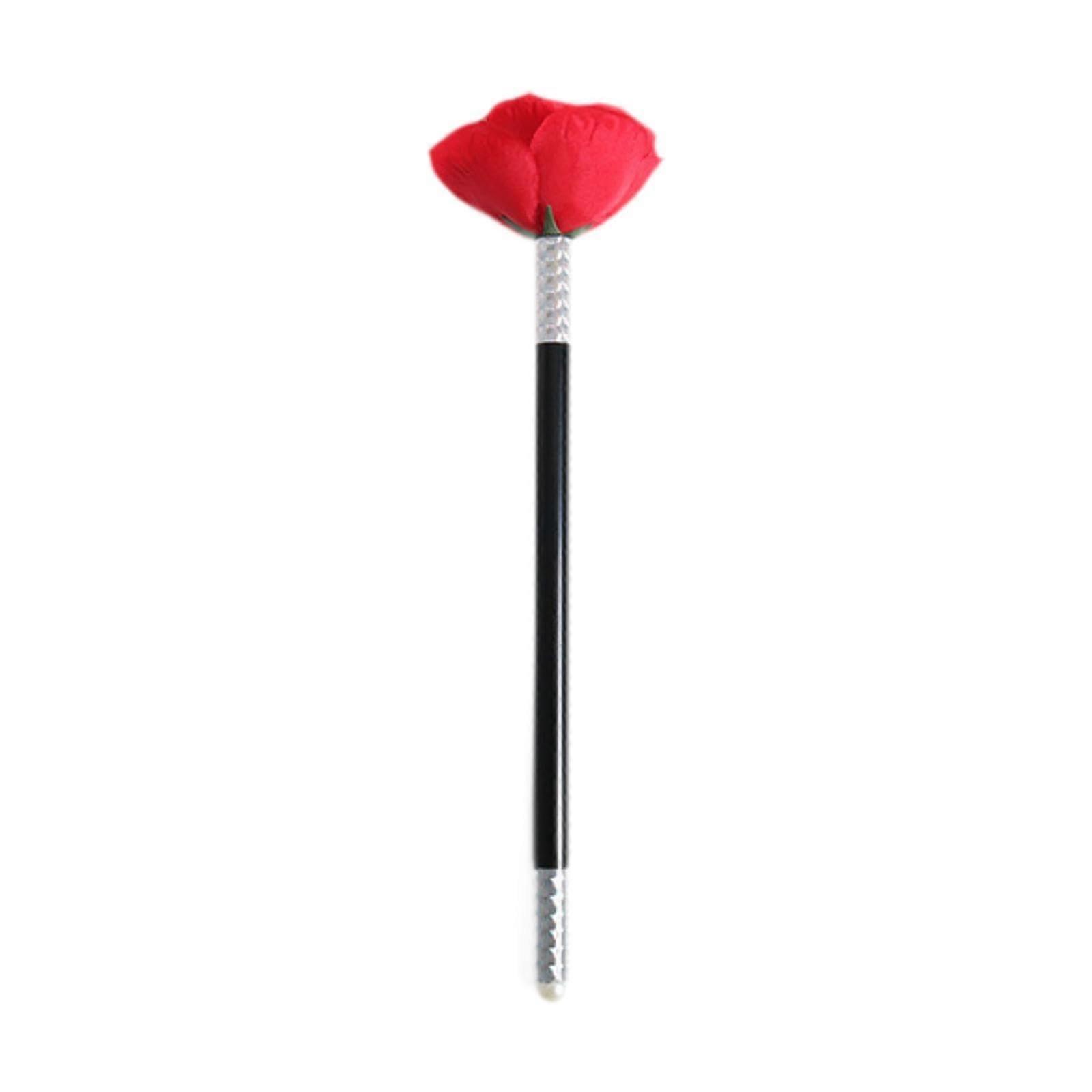 Stick to Rose Flower Magic Trick, Gimmick Cane Funny Toy, Flower Appearing Closeup Wand for Show Performance, Beginners