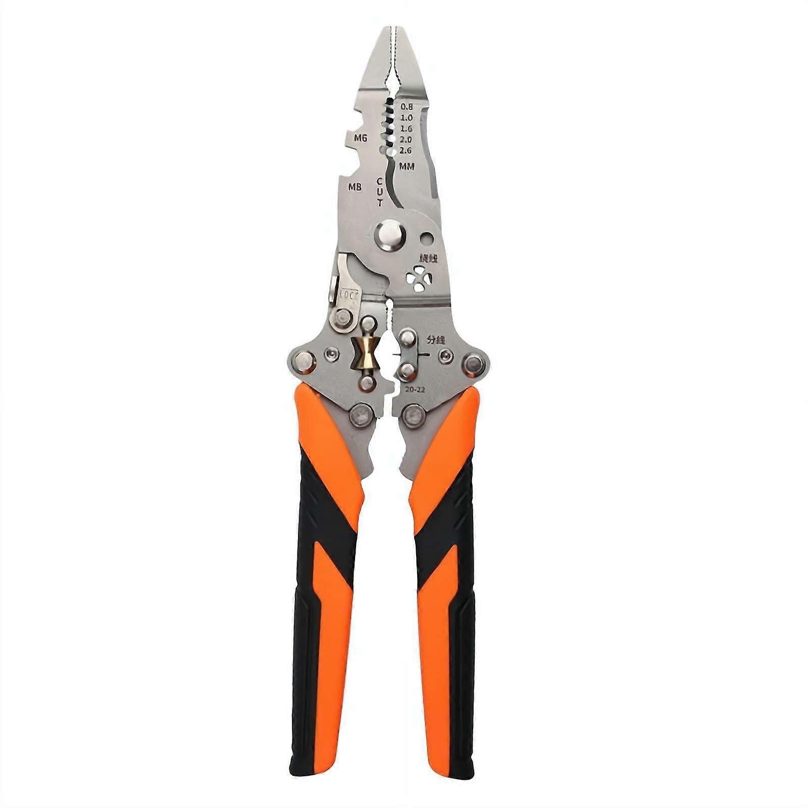 14 in 1 Foldable Wire Stripper Model 2025, Orange, Multifunctional Stripping Tool, Crimping Tool, Cable Cutter, Pliers For Cutting Wires