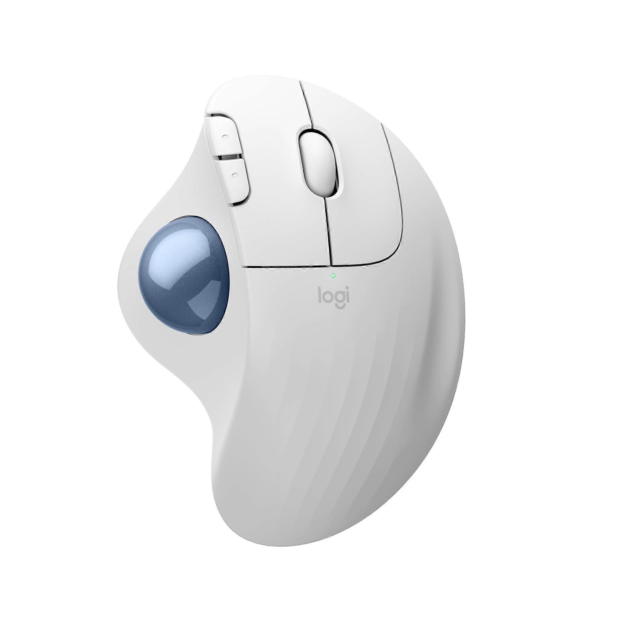 ERGO M575S Wireless Trackball Mouse, Wireless Ergonomic Mouse with Bluetooth and Encrypted Dongle, Comfortable Thumb Control, for PC/Mac White