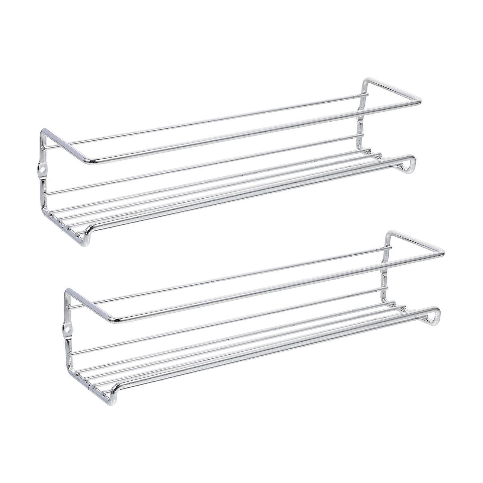 Stainless Steel Wall Mounted Spice Organizer Rack for Kitchen Silver Efficient Storage Sets