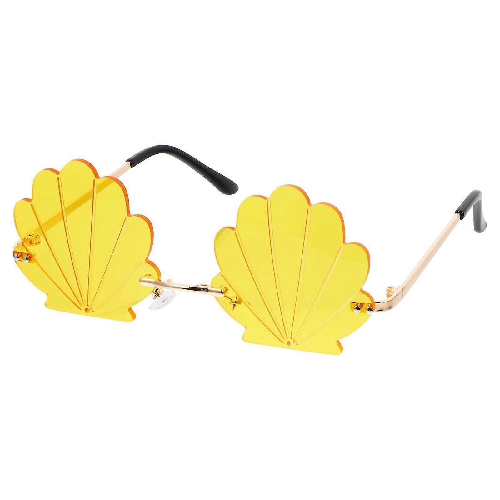 Yellow Conch Design Sunglasses for Party Photo Props and Decoration Wonderful for Creating Fun Atmosphere 1Pc