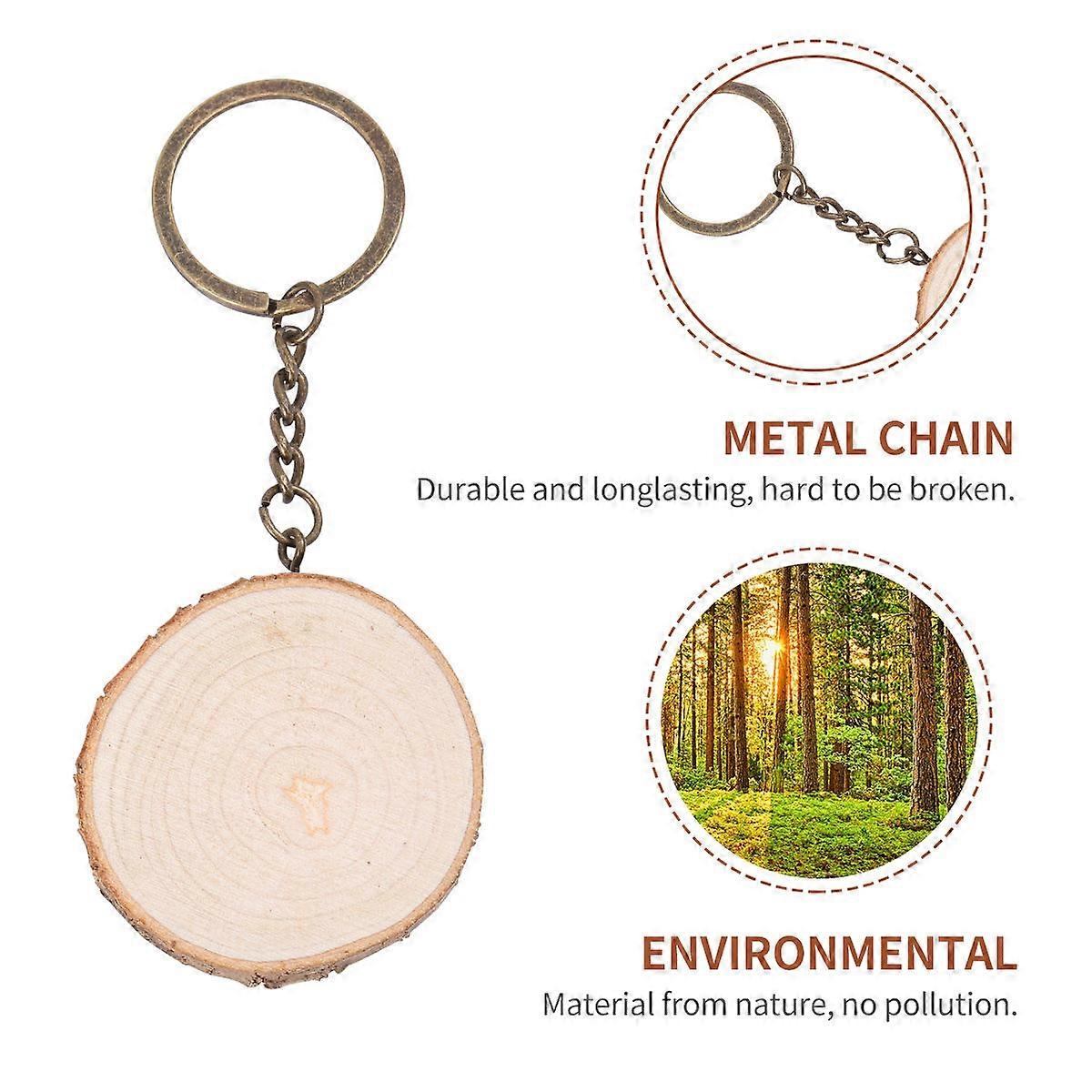 Wooden Keychain 6Pcs Light Brown Versatile Use Key Holding Set