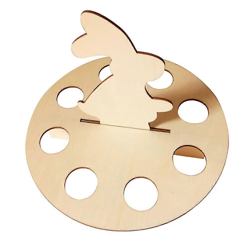 Wooden Beige Egg Rack in Rabbit Shape for Home Party Decorations 6.5 Inches