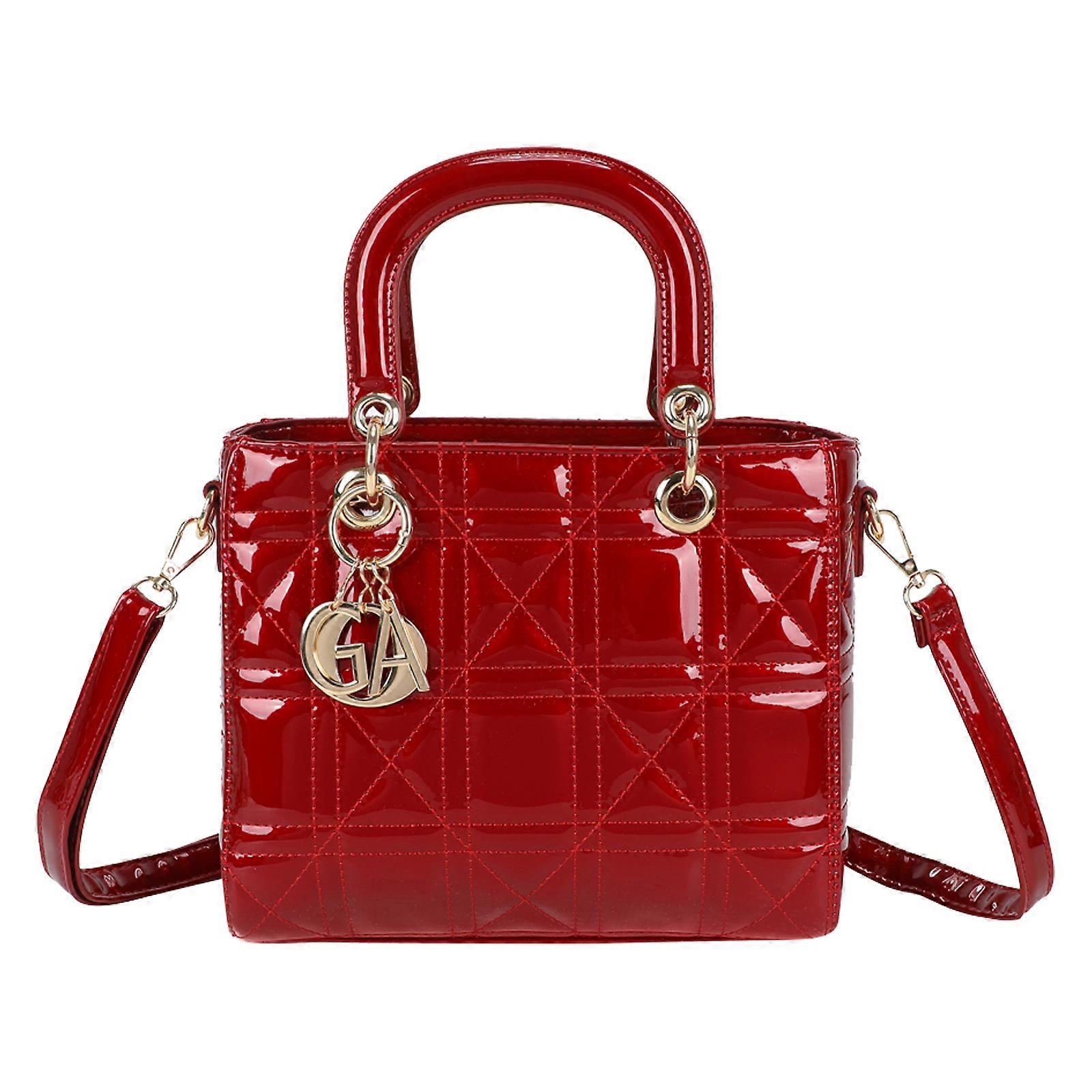 Evening Bag for Women Geometric Pattern Glossy Effect with Pendant