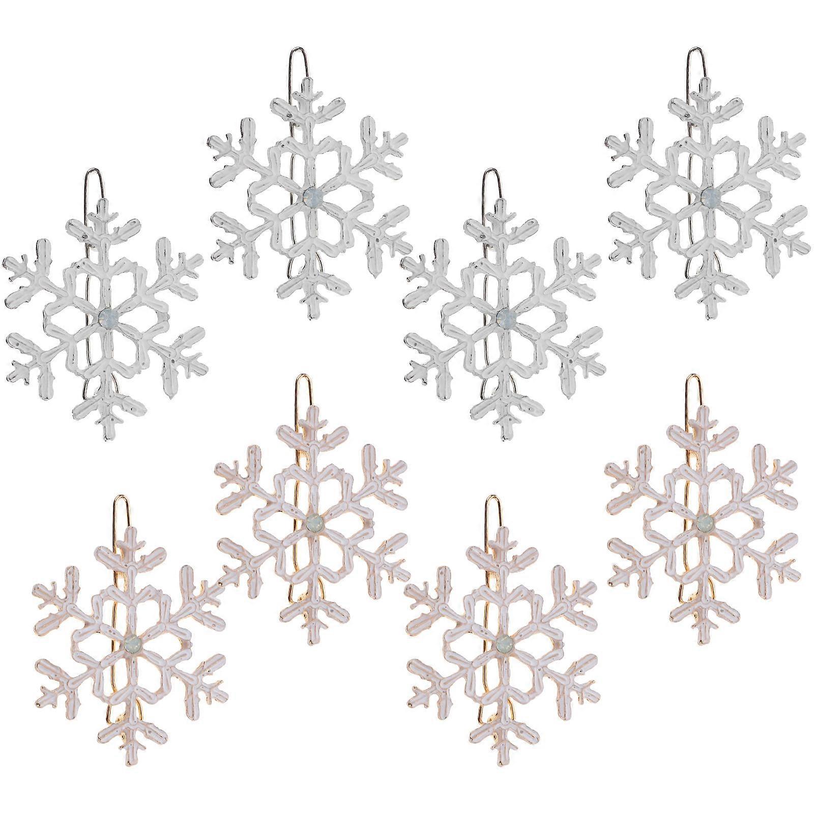 8pcs Snowflake Hair Clips Christmas Rhinestone Hair Pins Christmas Snowflake Hair Clips For Women Girls