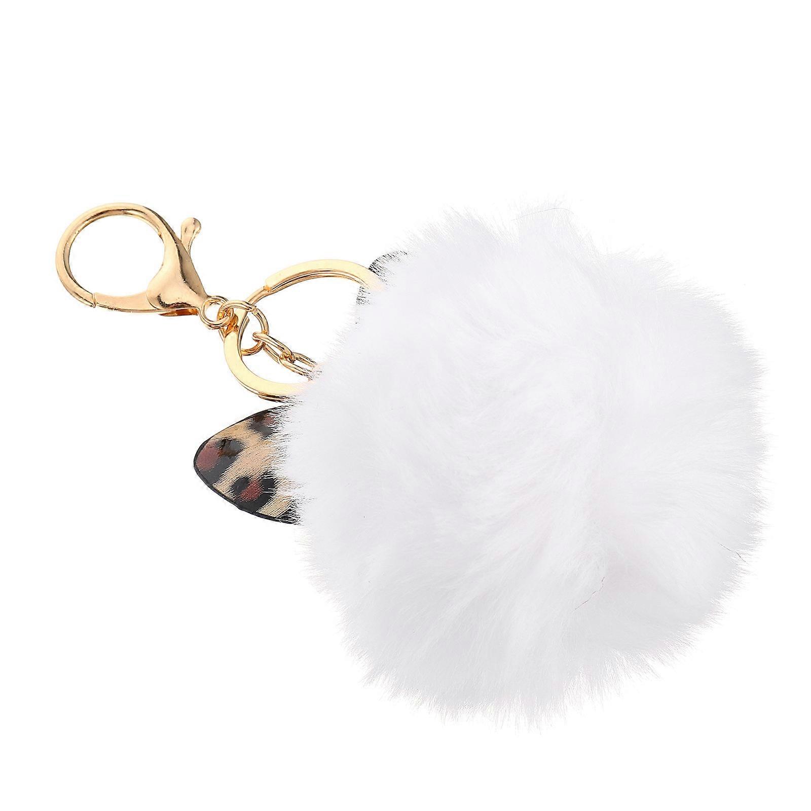 Cute Leopard Print Keychain Bag Decoration Pendant Gift Giving White 8x7cm 1Pc