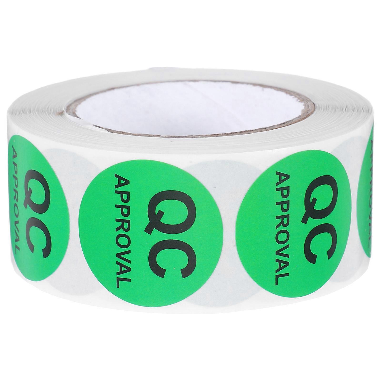 1 Roll Round Inspection Labels, Self Adhesive Quality Control Stickers with Black Text for Warehouse Supplies, Product Testing & Inventory Management