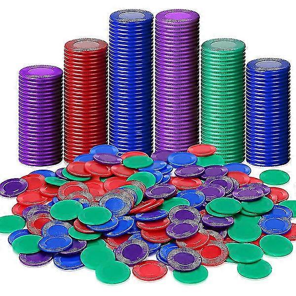 400 Pcs Plastic Poker Chips Game Markers 4 Colors Counting Cards for Game Counting Bingo Gam