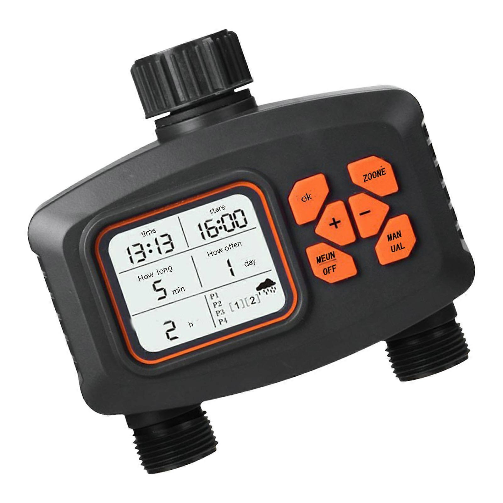 Two Zone Hose Timer, Watering Timer with 3 Separate Programs, Automatic Garden Watering System Sprinkler Timer Multicolor