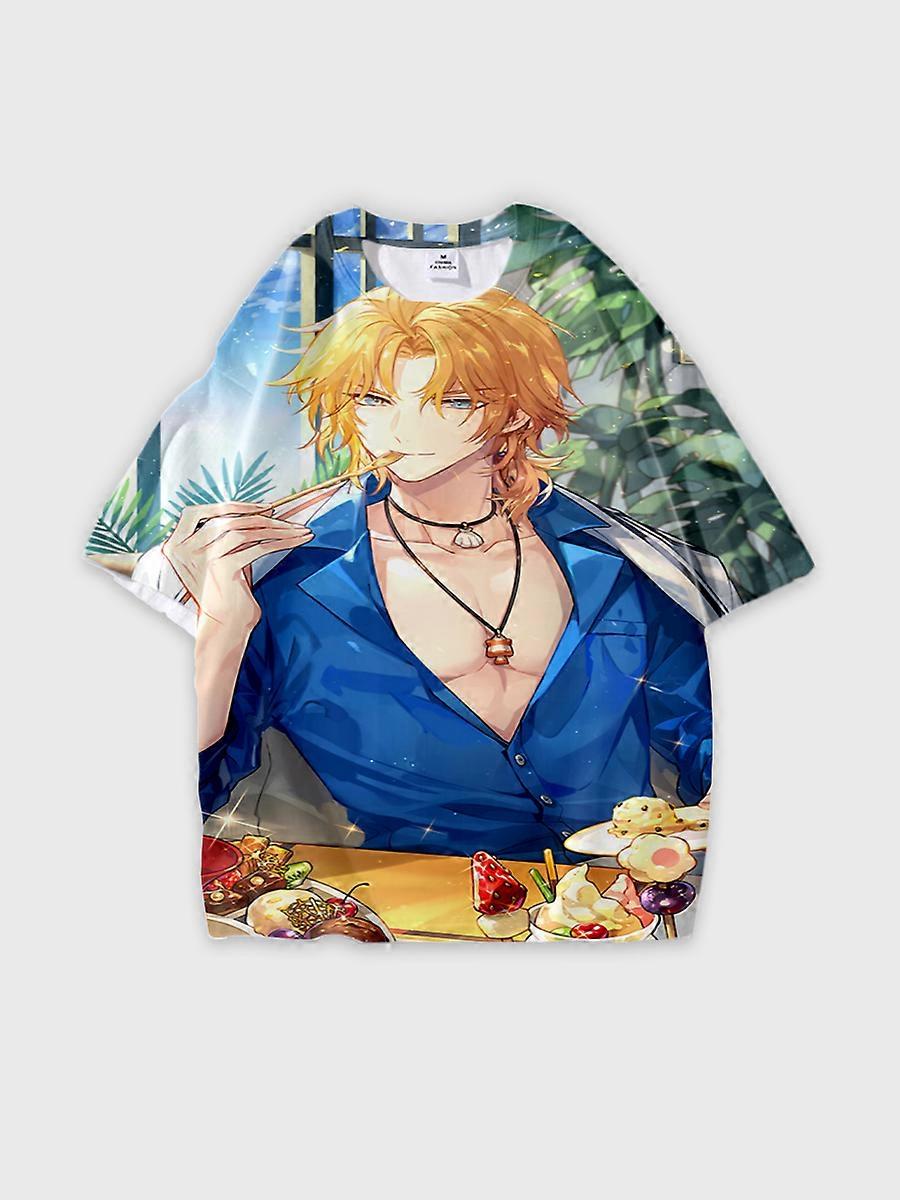 T-shirt round neck Role Pattern loose short sleeve E1132