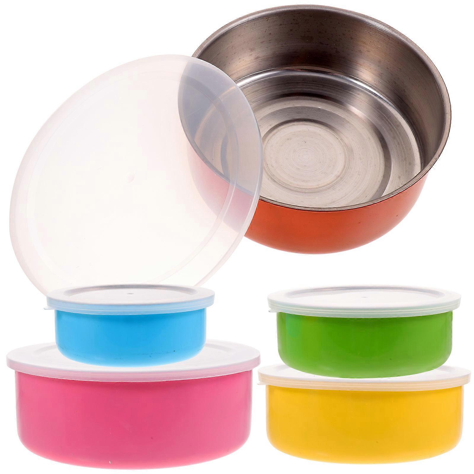 5Pcs Salad Bowls Fresh Keep Food Serving Vegetable Bowl with Lid