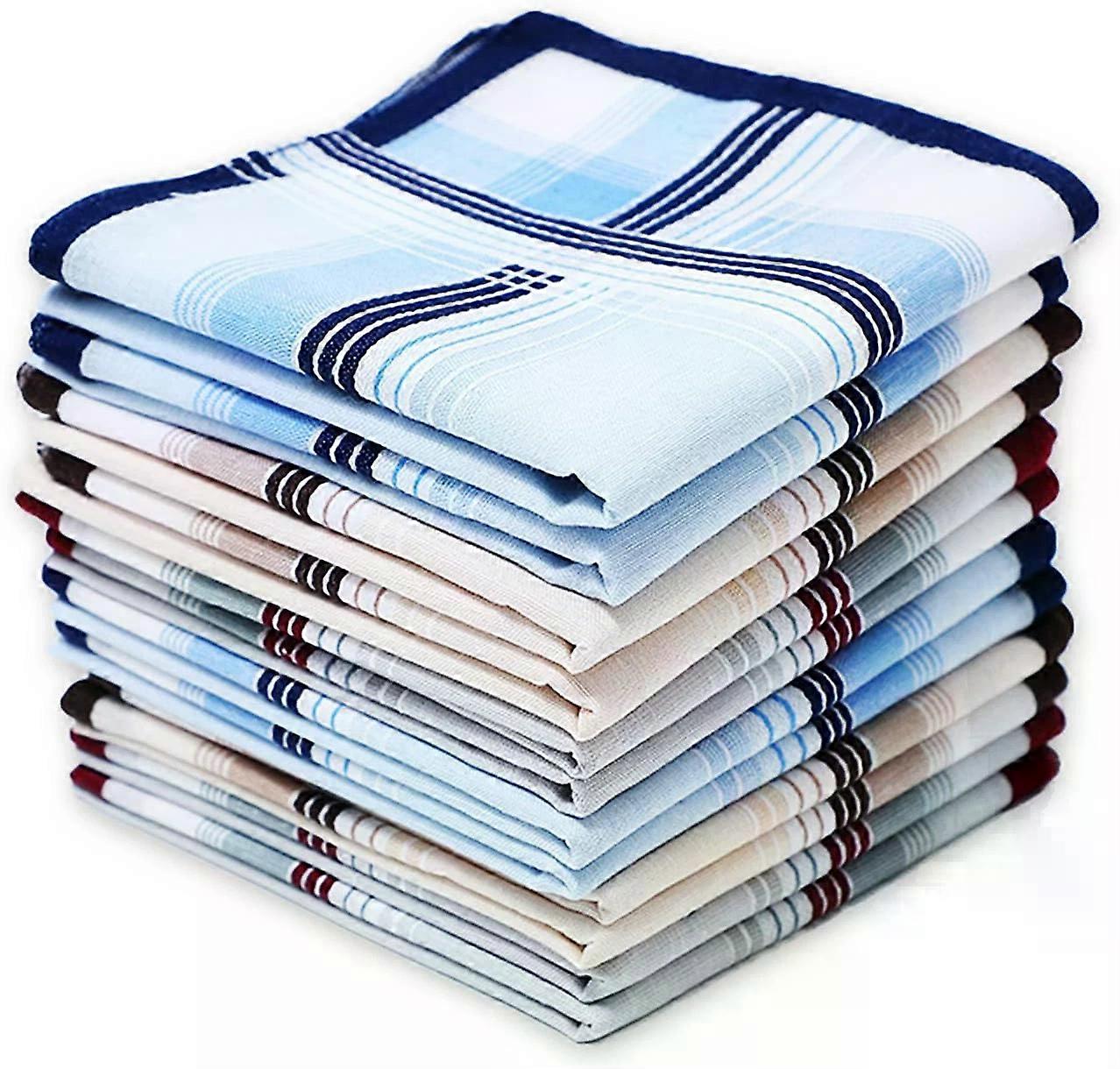 Handkerchiefs, 2Pcs Soft Cotton for Men with Elegant Pattern Assorted Color 16 Inch