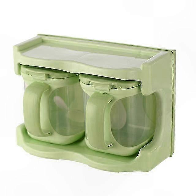 Two-Grid Green Plastic Spice Organizer for Kitchen Use