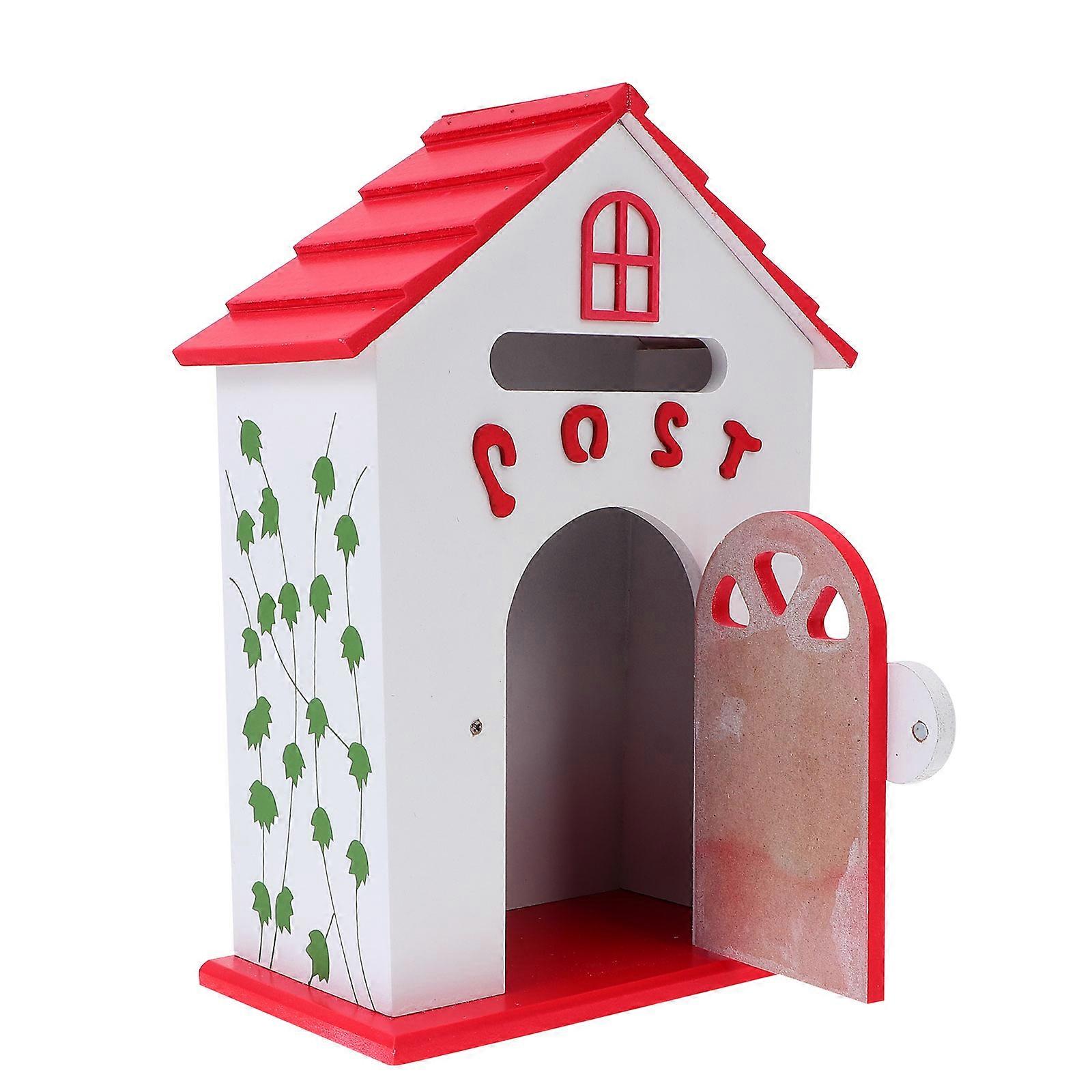 Stylish Wall Mounted Letter Box In Red Wood For School Use Updated For Mail And Suggestion Collection 1Pack