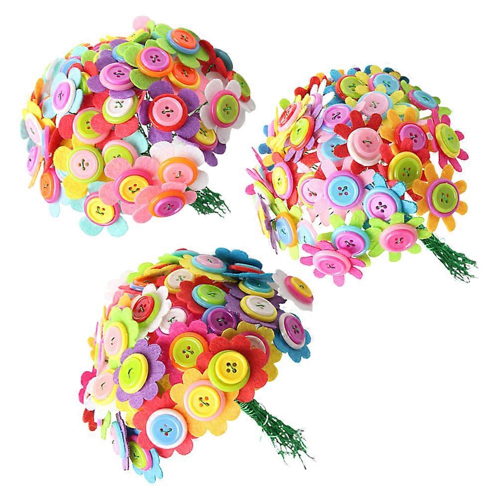 3 Sets DIY Buttons Bouquet Craft Kit – Educational Flower Craft Materials for Creative Sunflower, Carnation & Petal Arrangements – Fun Hands On