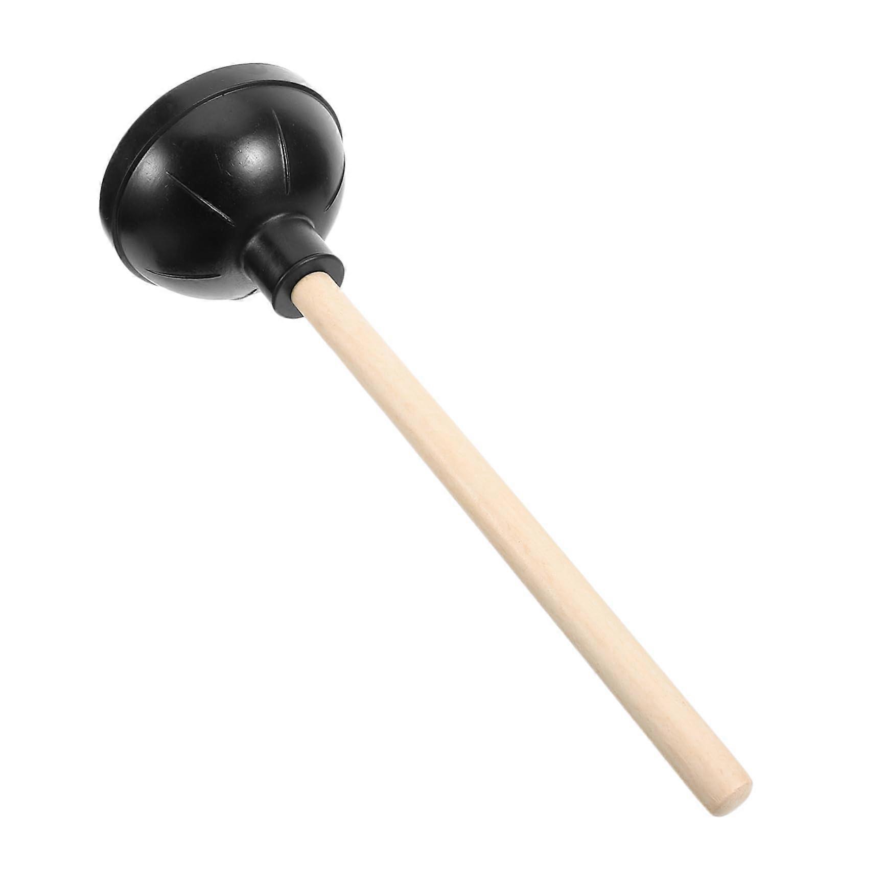 Wooden toilet plunger and effective drain cleaner. Practical household helper. Durable tool.