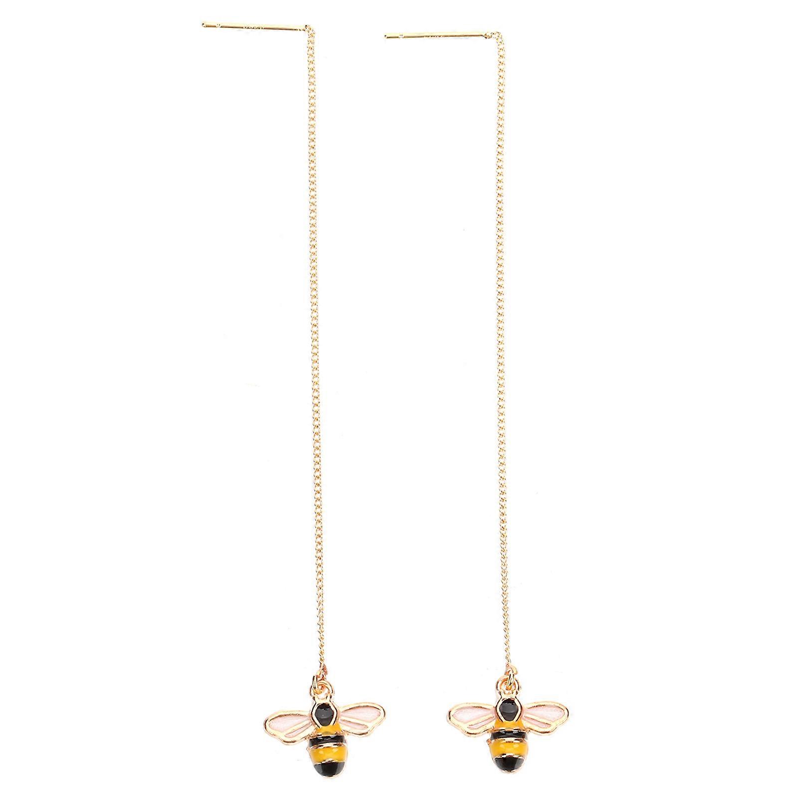 Threaded Bee Earrings Long-term Wearable Dangle Style Multi Alloy Jewelry 1 Pair