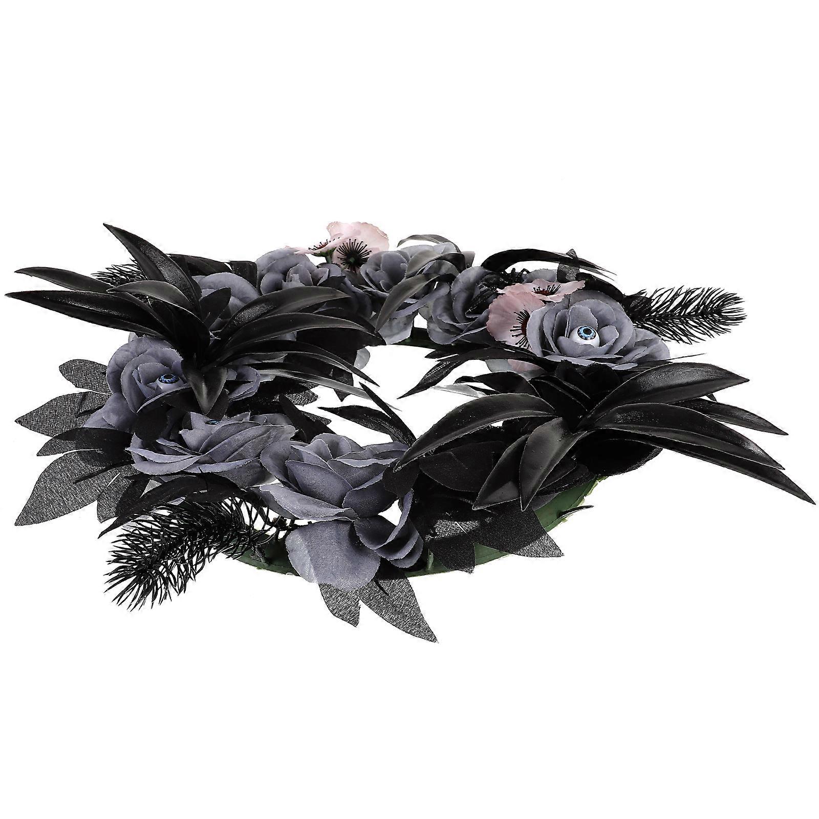 Halloween Wreath with Eyeball and Rose Design for Front Door Decoration and Party Home Decor