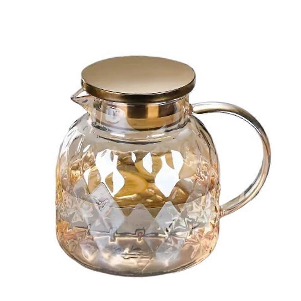 Glass Pitcher with Lid, Large Capacity 1.8L Heat Resistant Water Carafe for Hot and Cold Drinks