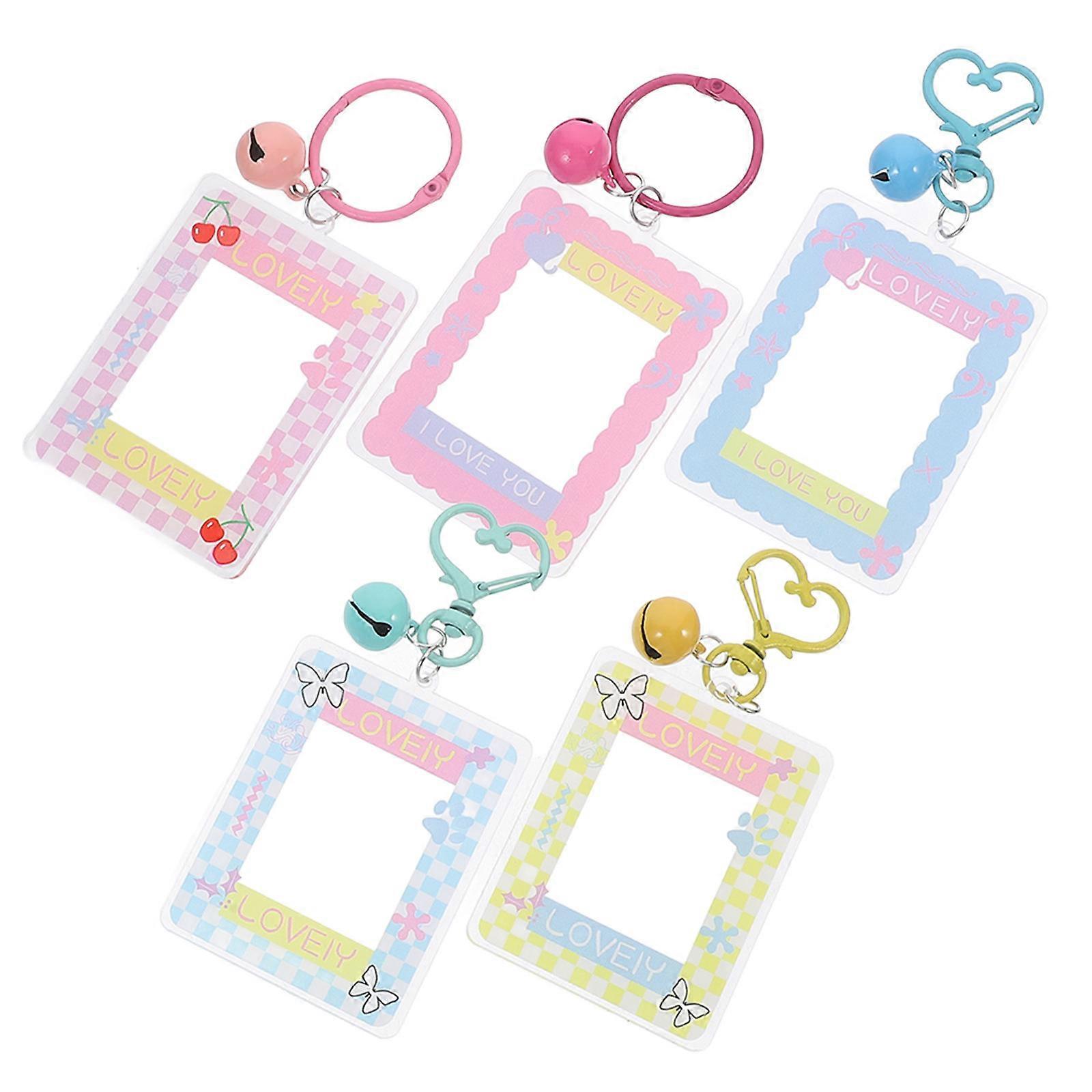 5pcs Cartoon Photo Frame Keychains Decorative Key Pendants for Backpacks Keys – Ideal for Birthdays, Valentine’s Day & Special Occasions