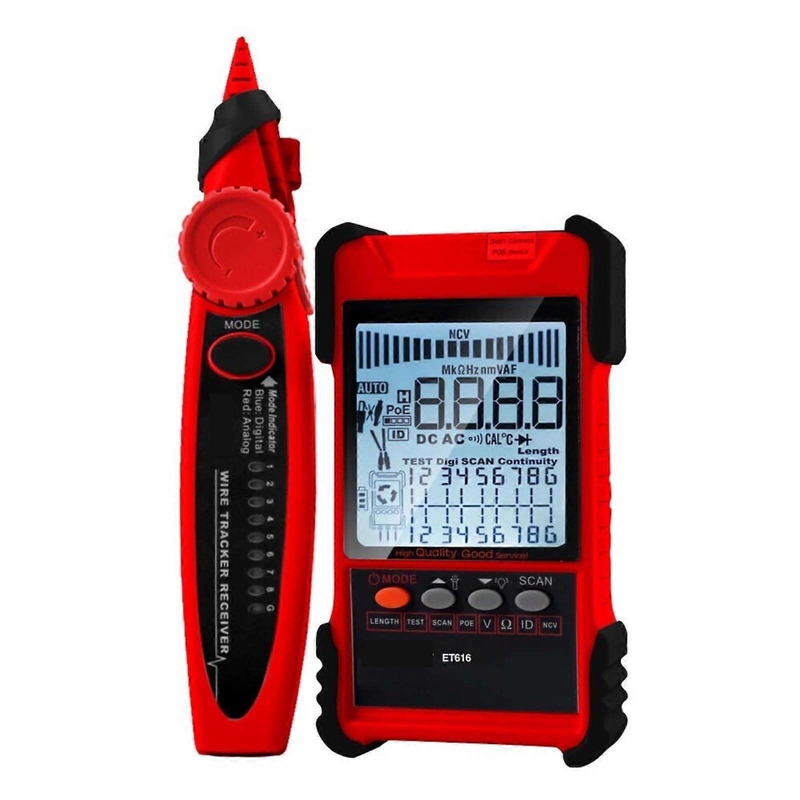 Network Cable Tester Multimeter LAN Cable Trace Test Length Measurement Adjustable Sensitivity Line Tracer (ET618)