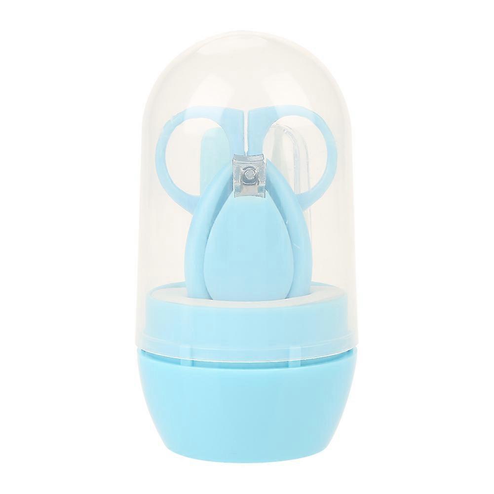 4pcs Convenient Daily Baby Nail Clipper Scissors Nails File Tweezers Manicure Care Kit Blue