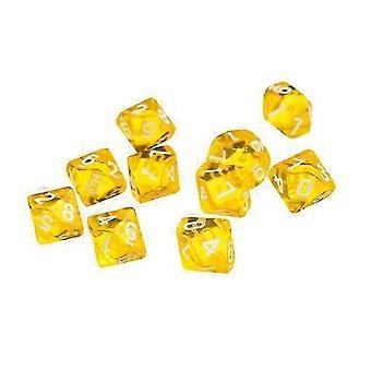 6xD10 Dados de Dez Lados para Jogos de RPG 10Pcs Dados Amarelos