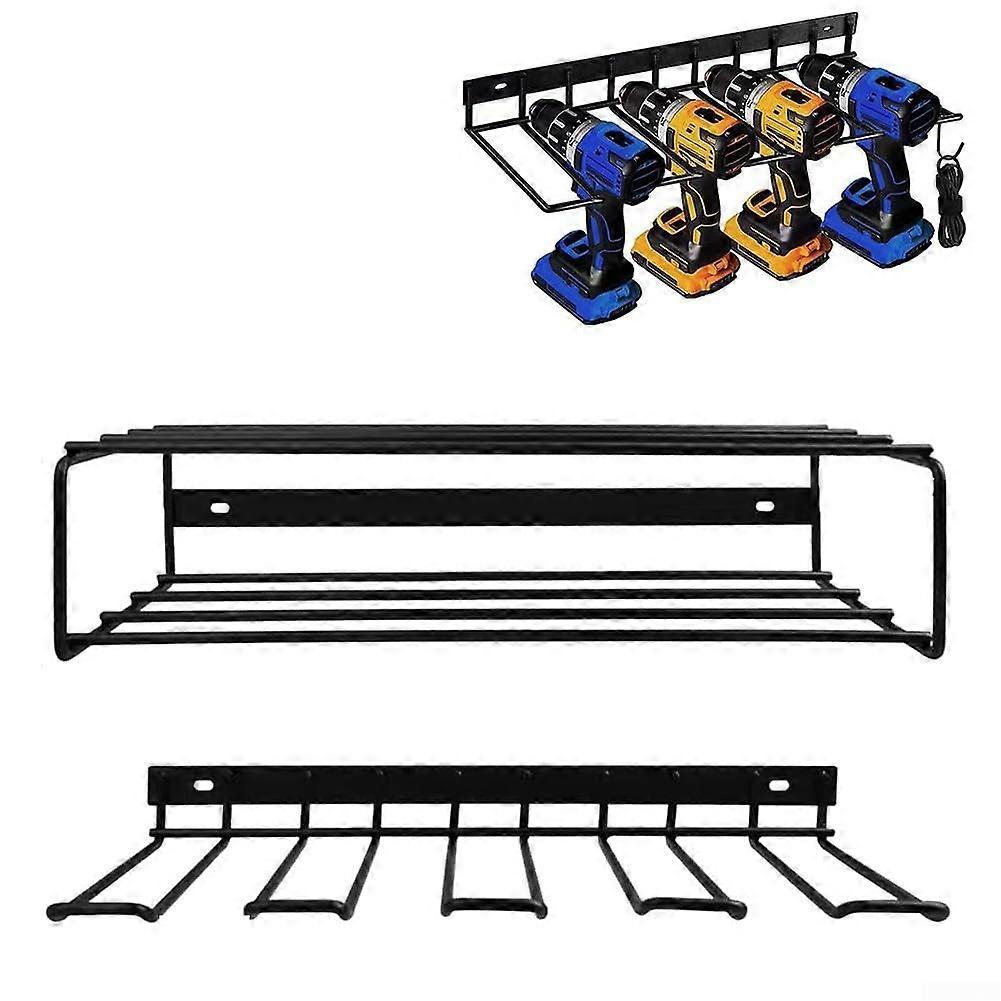 Electric Tool Storage Shelf, 3Tier Wall Mount Drill Holder for 4 Power Tools, Floating ScrewdriverWrench Rack for Garage, Workshop