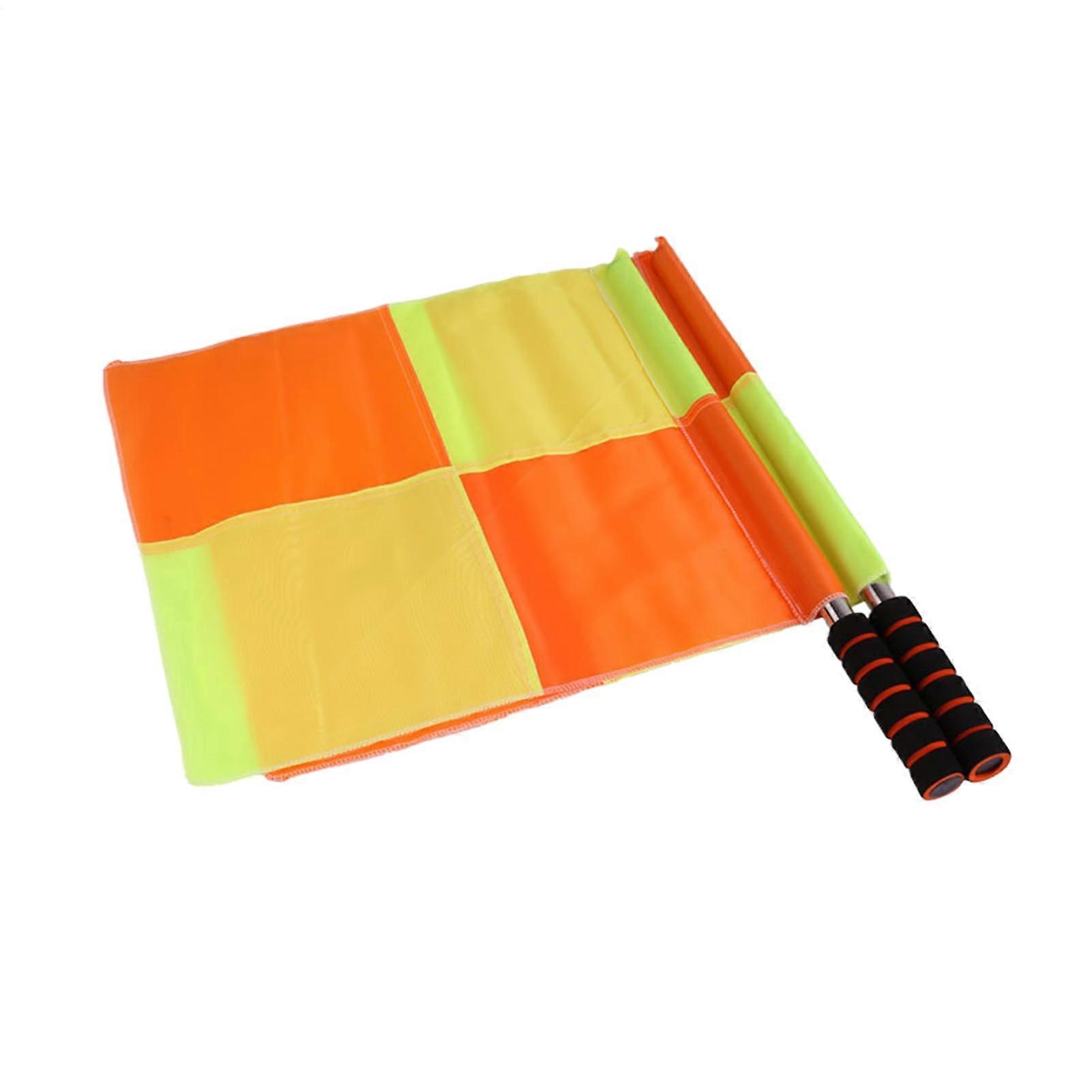 Referee Flags for Soccer - Set of 2 Volleyball Umpire Flags, Orange and Yellow, Ergonomic Grip, Professional Use