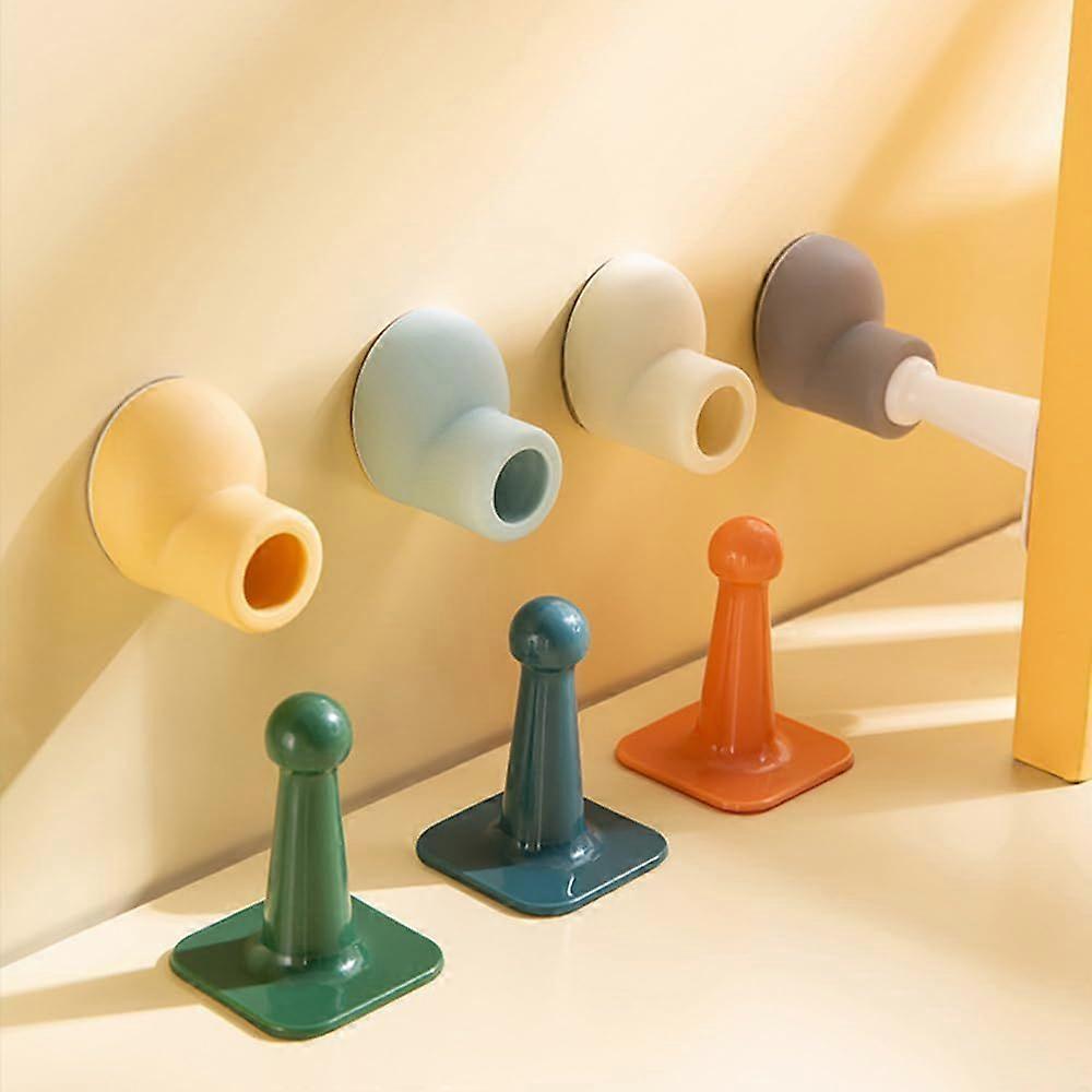 4 Pack Cute Wall Door Stoppers, Silicone Doorstops Self Adhesive, No Drill, Decorative Door Holder Stops Catch Protectors Keep Open