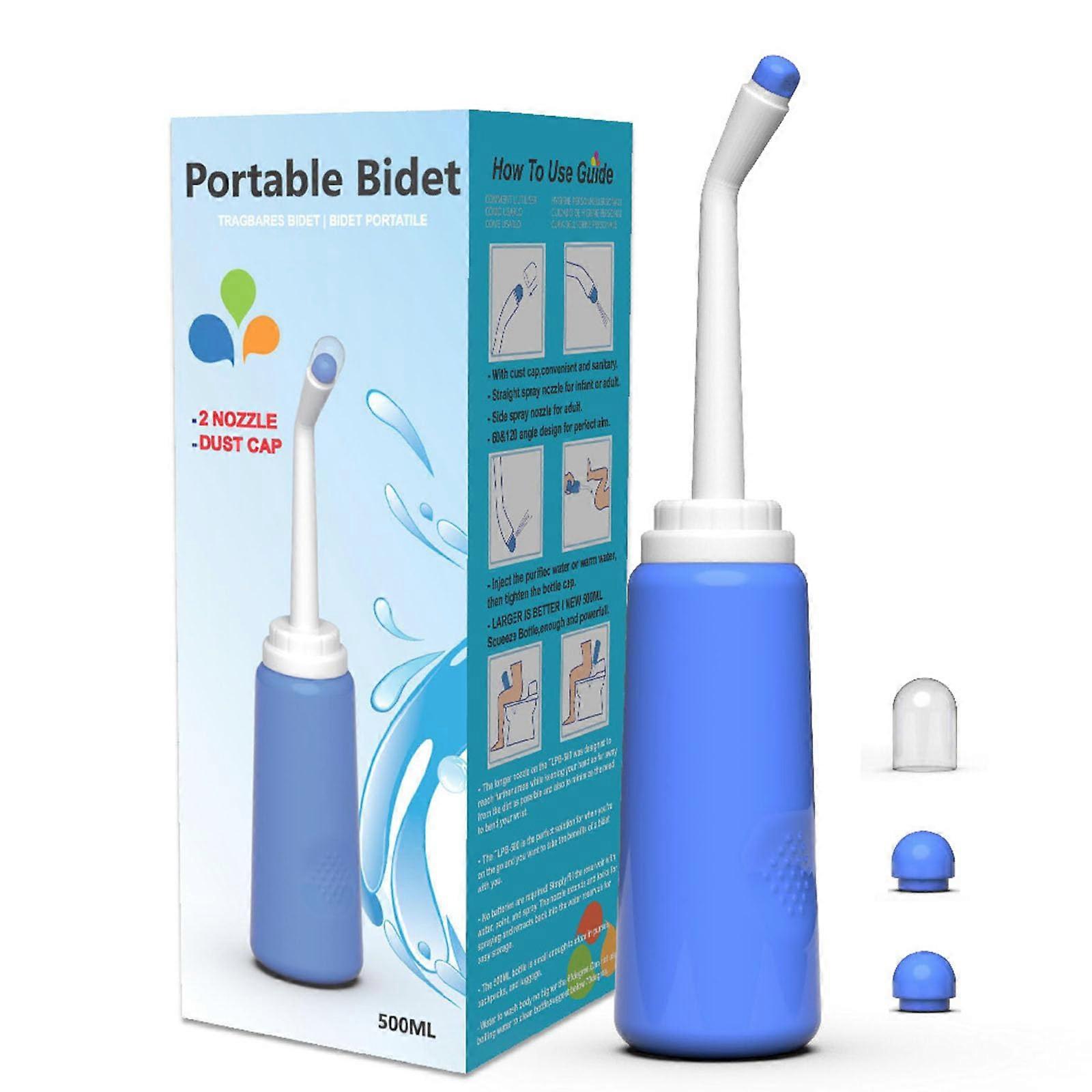 Portable Bidet with Travel Bag and Lid, Intimate Shower for Puerperium and Buttock Discomfort, Easy Squeeze Design