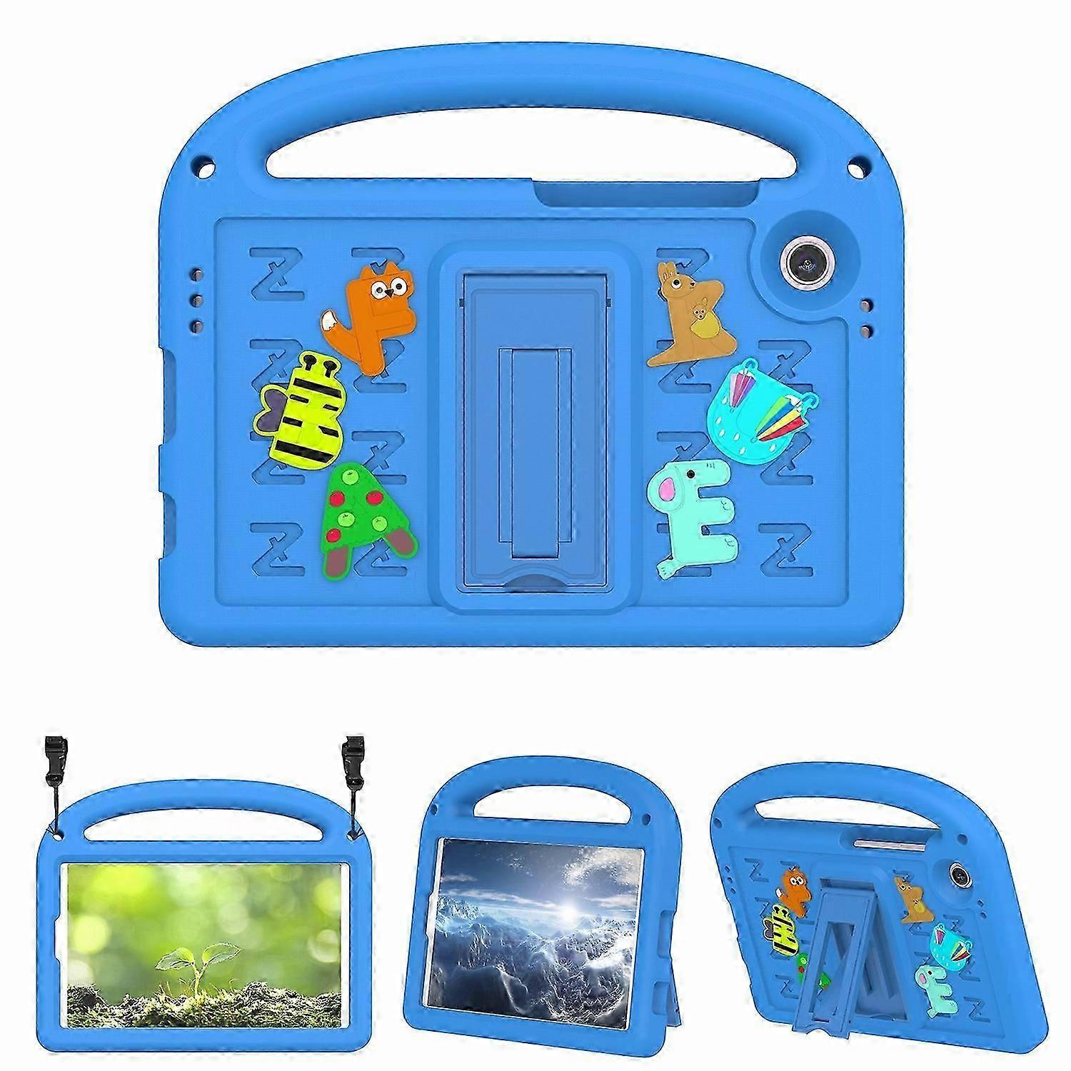 For Samsung Galaxy Tab A9 Case Cartoon Design Kickstand EVA+PC Tablet Cover with Strap